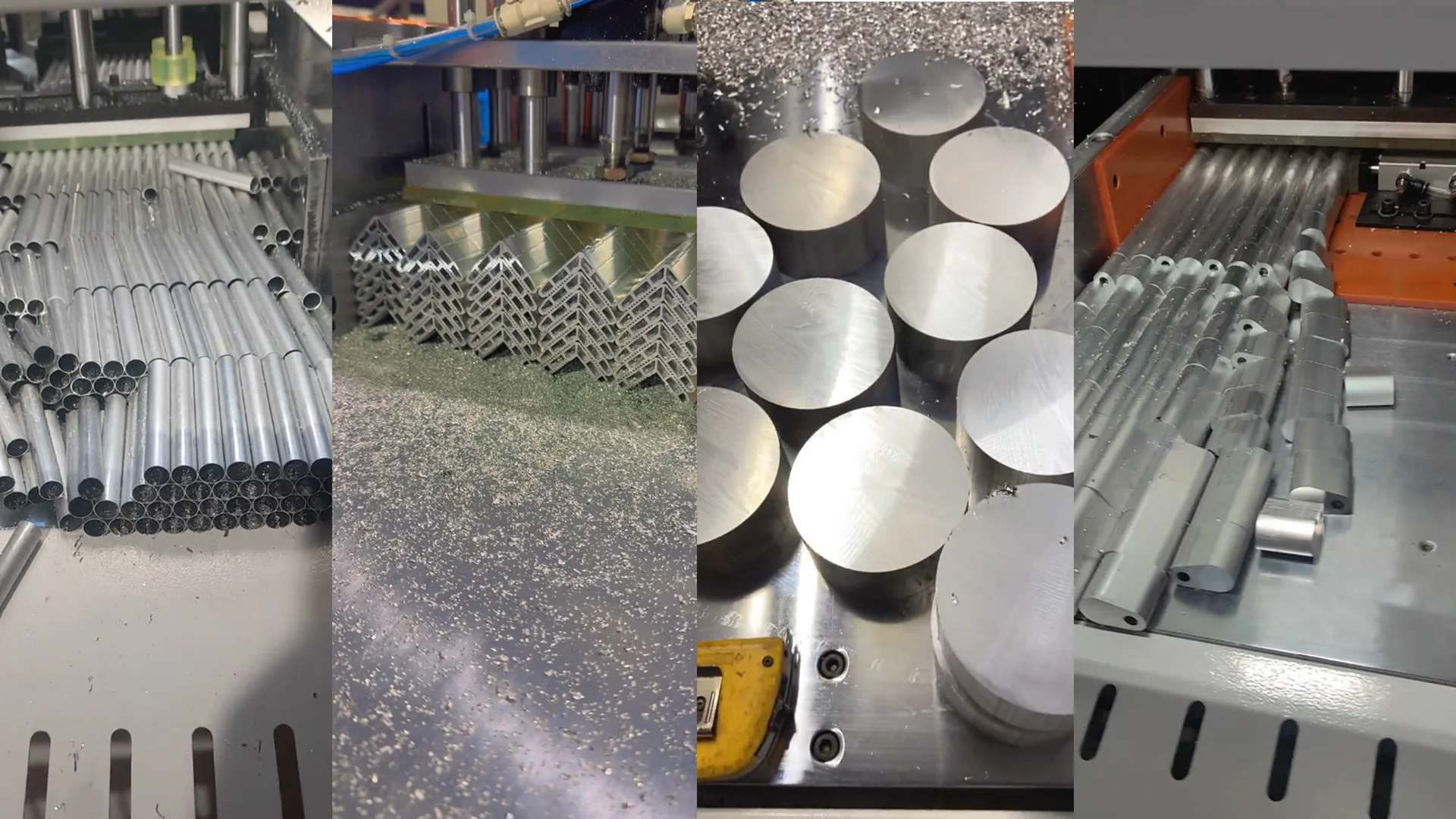 Aluminum profiles and bar stock ready for precision short-piece cutting